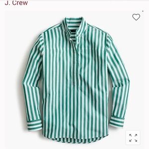 J. Crew NWT popover shirt xl green white stripes size 16